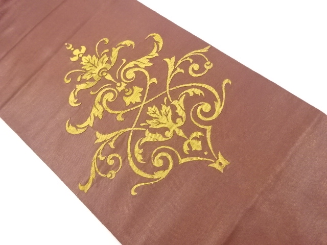 アンティーク　引箔更紗模様刺繍袋帯（材料）